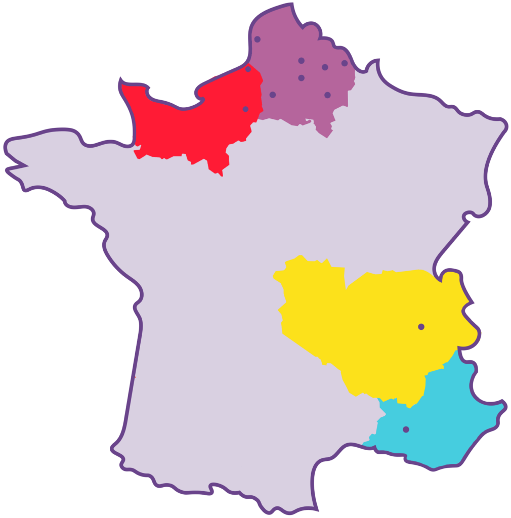 Carte de France - implantations de Y Croire & Agir